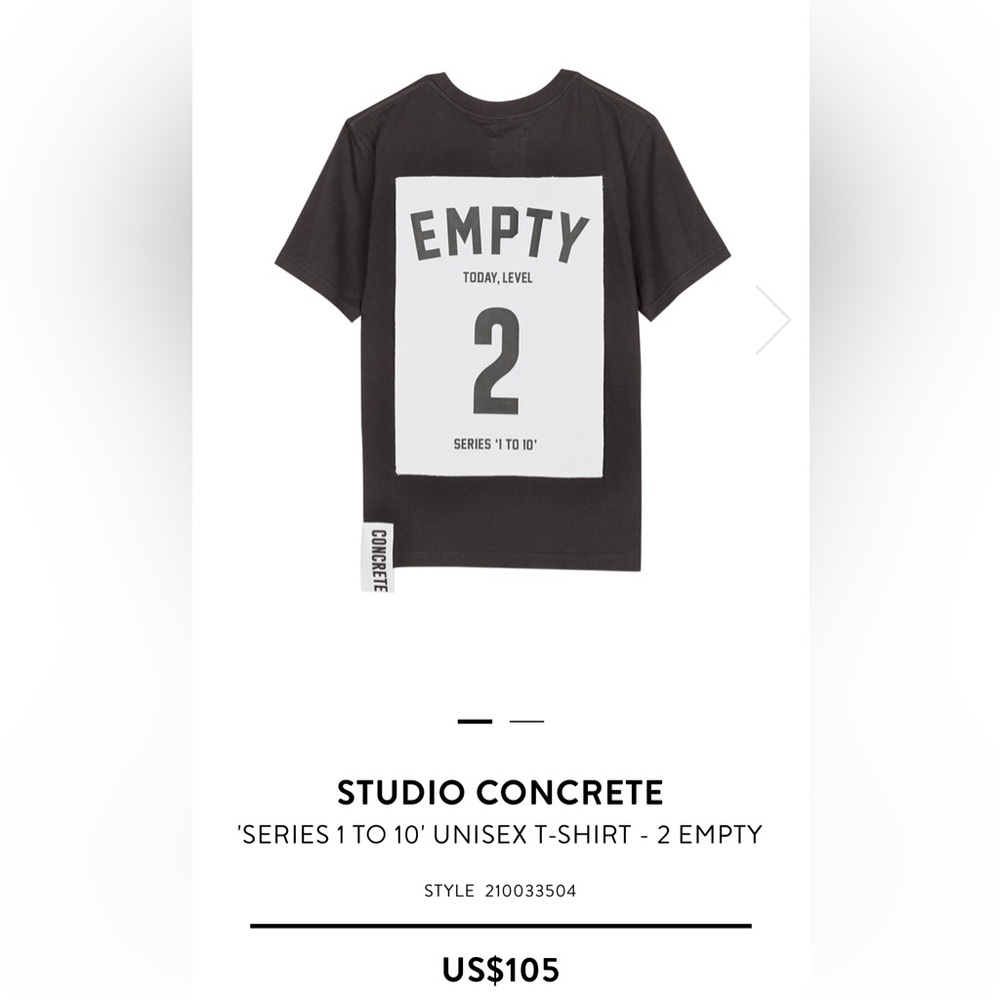 STUDIO CONCRETE SERIES 1 TO 10' UNISEX T-SHIRT - 2 EMPTY STYLE  210033504 M